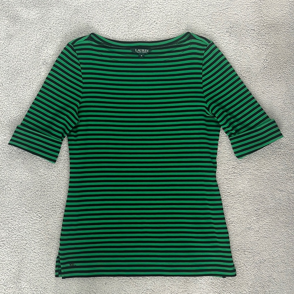 Lauren Ralph Lauren green and black stripe top